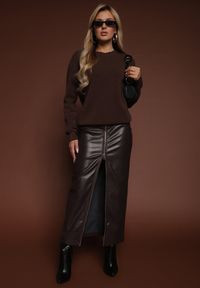 Renee - Brązowy Casualowy Sweter z Wełną i Wiskozą Lussare. Okazja: na co dzień. Kolor: brązowy. Materiał: wełna, wiskoza. Styl: casual #4