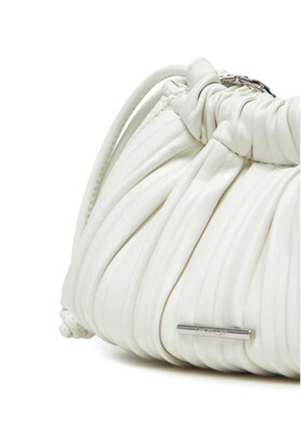 Calvin Klein Torebka Drawstring Plisse Conv Mini Cb P LV04F3077G Biały. Kolor: biały. Materiał: skórzane