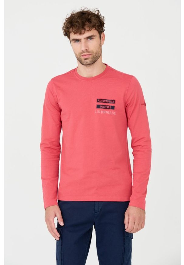 Aeronautica Militare - AERONAUTICA MILITARE Różowy męski longsleeve bawełniany, Rozmiar M. Kolor: różowy. Materiał: bawełna. Długość rękawa: długi rękaw