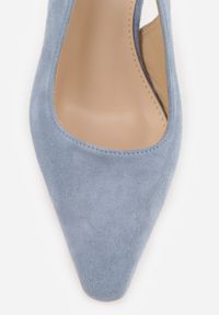 Renee - Niebieskie Szpilki VICES Slingback Ozdobione Cyrkoniami na Obcasie Laodele. Okazja: na randkę, na imprezę. Zapięcie: sprzączka. Kolor: niebieski. Wzór: aplikacja. Obcas: na obcasie. Styl: elegancki. Wysokość obcasa: średni #9