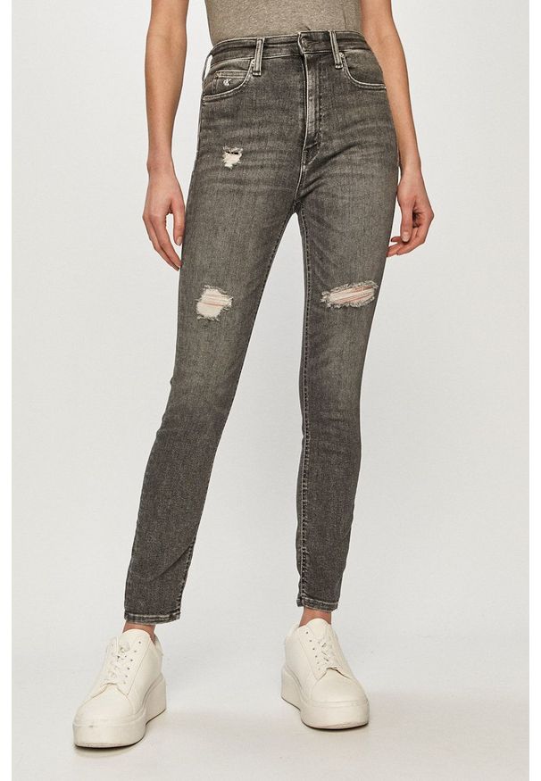 Calvin Klein Jeans - Jeansy. Stan: podwyższony. Kolor: szary