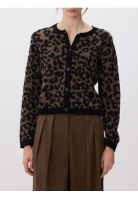 Reserved - Kardigan w panterkę - wielobarwny. Materiał: wełna, dzianina. Wzór: motyw zwierzęcy #1