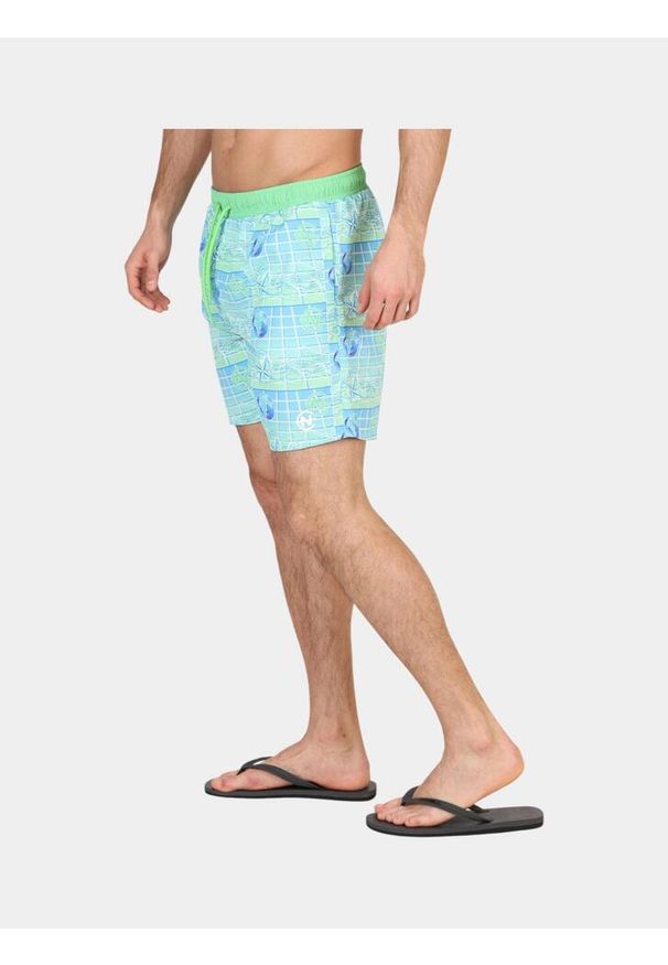 Kąpielówki męskie Nautica Kayron 6". Okazja: na plażę. Kolor: zielony, wielokolorowy, niebieski