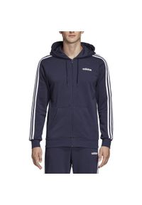 Adidas - Bluza męska adidas Essentials 3 Stripes FZ FT granatowa DU0471. Kolor: niebieski. Wzór: paski. Sport: fitness