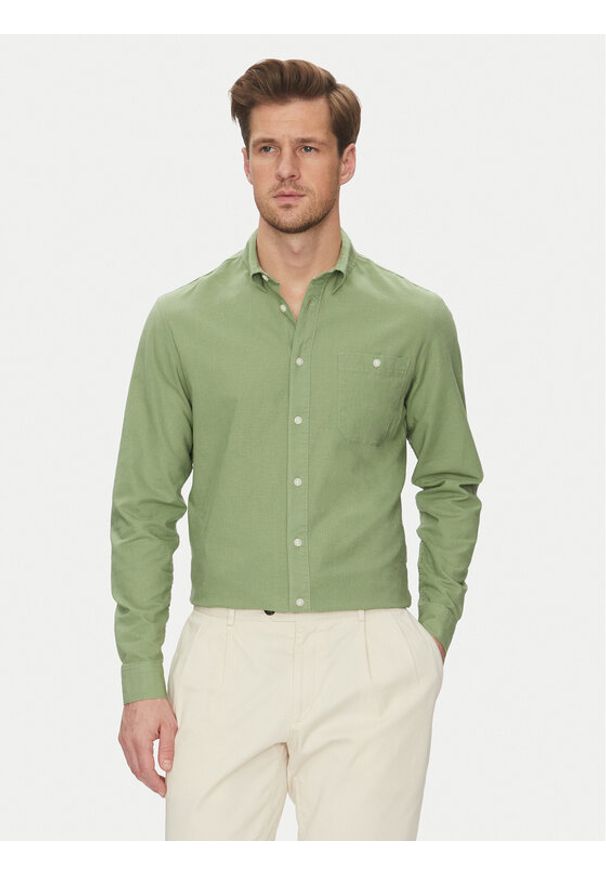 Blend Koszula 20718400 Zielony Regular Fit. Kolor: zielony. Materiał: len, bawełna