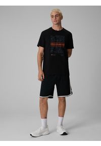 4f - 4F T-shirt regular z nadrukiem męski - czarny 3XL. Okazja: na co dzień, do pracy, na spacer. Kolor: czarny. Materiał: bawełna, materiał. Wzór: nadruk. Styl: casual #2