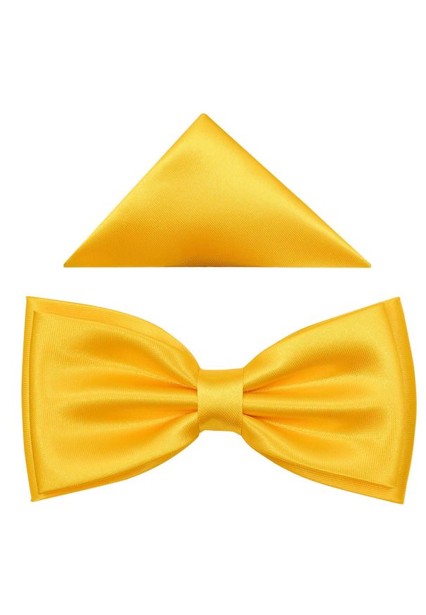 Modini - Żółta szeroka mucha męska B26. Kolor: żółty. Materiał: poliester, tkanina. Styl: elegancki