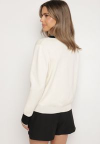 Born2be - Beżowy Kardigan z Wiskozą z Ozdobną Lamówką i Guzikami Halirena. Okazja: na co dzień. Kolor: beżowy. Materiał: wiskoza. Styl: klasyczny, elegancki, casual