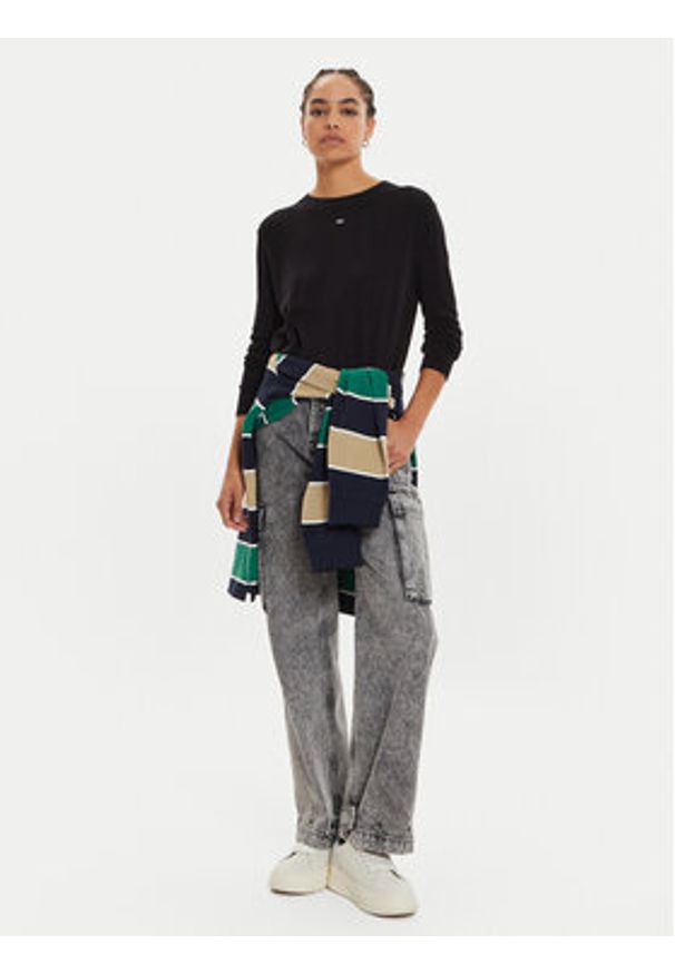 Tommy Jeans Sweter Essential DW0DW17254 Czarny Regular Fit. Kolor: czarny. Materiał: bawełna