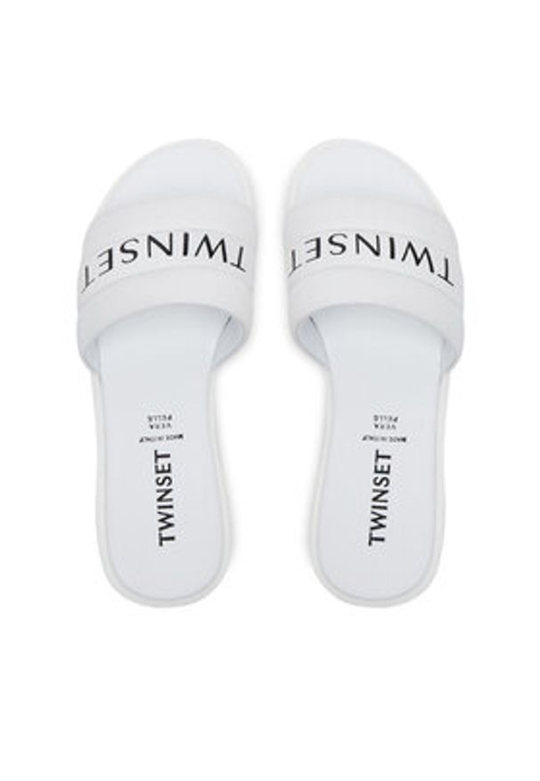 TwinSet - TWINSET Klapki 251GCJ040 Biały. Kolor: biały. Materiał: skóra
