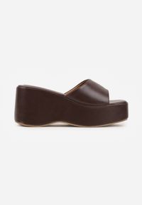 Renee - Brązowe Chunky Klapki na Koturnie i Platformie z Kwadratowym Noskiem Magass. Kolor: brązowy. Sezon: lato. Obcas: na koturnie. Styl: wakacyjny #3