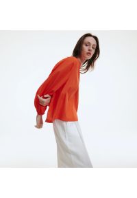 Reserved - Bawełniana bluzka - Pomarańczowy. Kolor: pomarańczowy. Materiał: bawełna