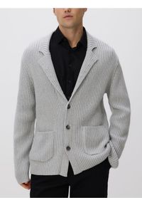 Reserved - Kardigan z domieszką wełny - jasnoszary. Kolor: szary. Materiał: wełna #1