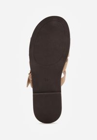 Born2be - Ciemnobeżowe Klapki z Paskami w Stylu Gladiatorek z Klamerką Lorianatea. Okazja: na co dzień. Kolor: beżowy. Materiał: jeans. Sezon: lato. Styl: casual #2