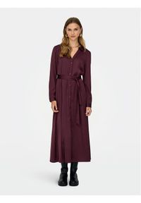 only - ONLY Sukienka koszulowa Mika 15361725 Bordowy Regular Fit. Kolor: czerwony. Materiał: syntetyk. Typ sukienki: koszulowe