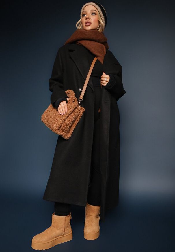 Renee - Brązowe Śniegowce za Kostkę na Platformie Ocieplane Futerkiem Divena. Wysokość cholewki: za kostkę. Kolor: brązowy. Materiał: futro. Sezon: zima. Obcas: na platformie