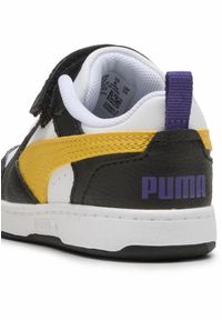 Puma - Sneakersy PUMA Rebound V6 Lo dla małych dzieci PUMA Black Yellow Sizzle White. Kolor: biały, czarny, żółty, wielokolorowy. Materiał: syntetyk, tkanina