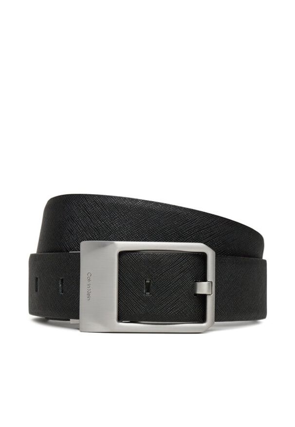 Calvin Klein Pasek Męski Faceted Buckle 35Mm Adj/Rev LV04D7010G Czarny. Kolor: czarny. Materiał: skóra