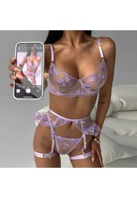 Intica - Komplet bielizny koronkowej z haftem na romantyczne wieczory Cristen. Kolor: fioletowy. Materiał: koronka. Wzór: haft #8