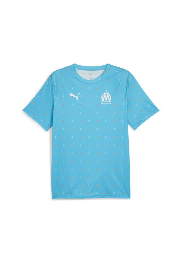 Puma - Męska koszulka przedmeczowa Olympique de Marseille PUMA Bleu Azur White Blue. Kolor: niebieski