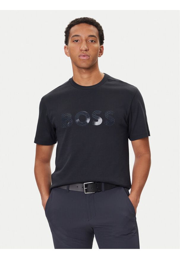 BOSS T-Shirt Mirror Iconic 50547940 Granatowy Relaxed Fit. Kolor: niebieski. Materiał: bawełna