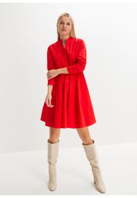 bonprix - Sukienka koszulowa. Kolor: czerwony. Typ sukienki: koszulowe