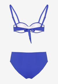 Born2be - Niebieskie Bikini Majtki Typu Figi i Biustonosz z Geometryczną Ozdobą Kinavia. Kolor: niebieski. Wzór: aplikacja, geometria #2
