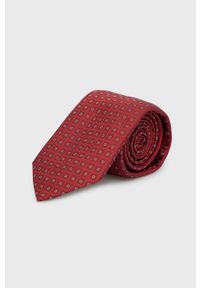 Hugo - HUGO krawat jedwabny kolor czerwony. Kolor: czerwony. Materiał: jedwab