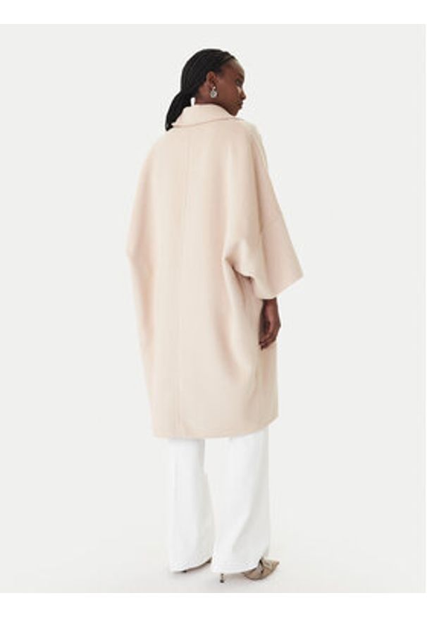 Marella Płaszcz wełniany Teca 2613011011 Beżowy Relaxed Fit. Kolor: beżowy. Materiał: syntetyk