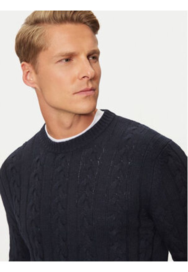 United Colors of Benetton - United Colors Of Benetton Sweter 1335U107G Granatowy Regular Fit. Kolor: niebieski. Materiał: syntetyk, wiskoza