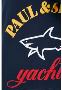 PAUL & SHARK - Paul&Shark bluza bawełniana męska kolor granatowy z nadrukiem. Kolor: niebieski. Materiał: bawełna. Wzór: nadruk