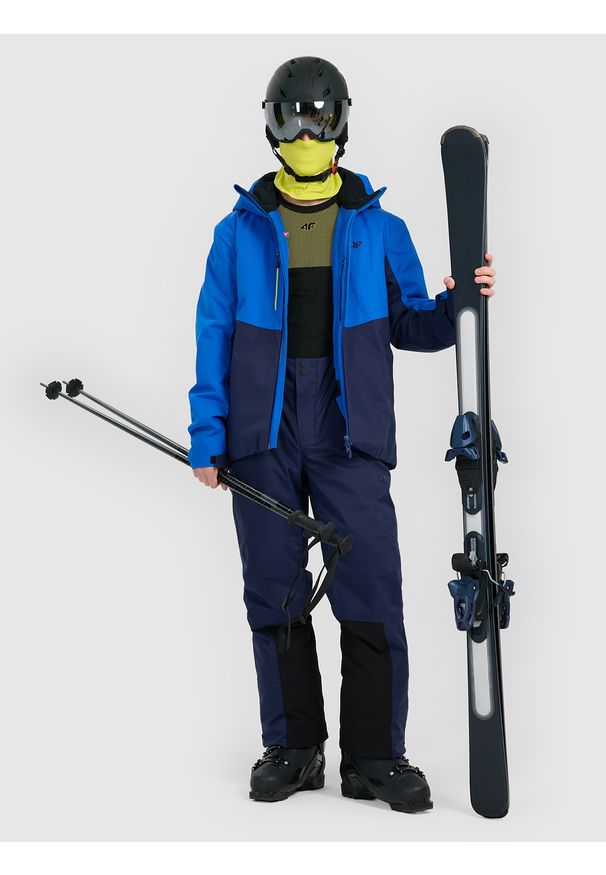 4f - 4F Kurtka narciarska membrana Dermizax 20000 z wypełnieniem Primaloft Black męska - niebieska S. Typ kołnierza: kołnierzyk stójkowy. Kolor: niebieski. Materiał: mesh. Sezon: zima. Styl: klasyczny