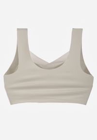 Renee - Szary Sportowy Biustonosz z Usztywnieniem Ozdobiony Siateczkową Wstawką Edalissa. Kolor: szary. Rodzaj stanika: wyciągane miseczki. Wzór: aplikacja #2