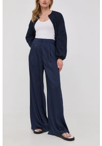 MICHAEL Michael Kors spodnie damskie kolor granatowy szerokie high waist. Stan: podwyższony. Kolor: niebieski. Materiał: tkanina