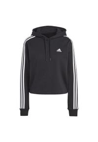 Adidas - Essentials 3-Stripes French Terry Crop Hoodie. Typ kołnierza: kaptur. Kolor: biały, czarny, wielokolorowy. Materiał: materiał. Długość: krótkie