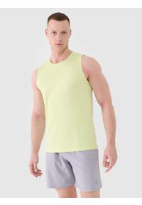 4f - Tank top regular szybkoschnący męski - zielony. Kolor: zielony. Materiał: syntetyk, materiał, elastan, włókno, dzianina. Wzór: jednolity, gładki, ze splotem. Sport: fitness