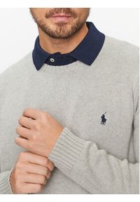 Polo Ralph Lauren Sweter 710810846004 Szary Regular Fit. Typ kołnierza: polo. Kolor: szary. Materiał: bawełna #3