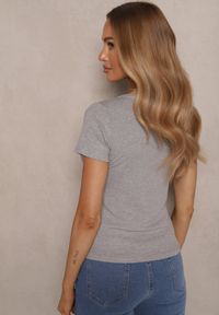 Renee - Szary T-shirt Basic z Wiskozy Worreti. Okazja: na co dzień. Kolor: szary. Materiał: wiskoza. Styl: sportowy, klasyczny, casual #5
