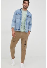 MANUEL RITZ - Manuel Ritz spodnie dresowe męskie kolor beżowy z nadrukiem. Kolor: beżowy. Materiał: dresówka. Wzór: nadruk