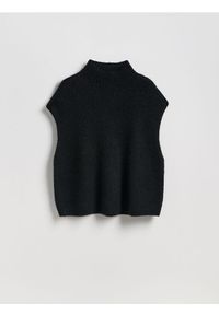 Reserved - Kamizelka z golfem - czarny. Typ kołnierza: golf. Kolor: czarny. Materiał: wełna, dzianina #1