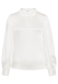 Bluzka bonprix biel wełny. Kolor: biały. Materiał: poliester, materiał #1