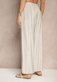 Renee - Jasnoszare Spodnie Palazzo o Szerokim Kroju High Waist Lislevia. Okazja: na co dzień. Stan: podwyższony. Kolor: szary. Styl: elegancki, casual
