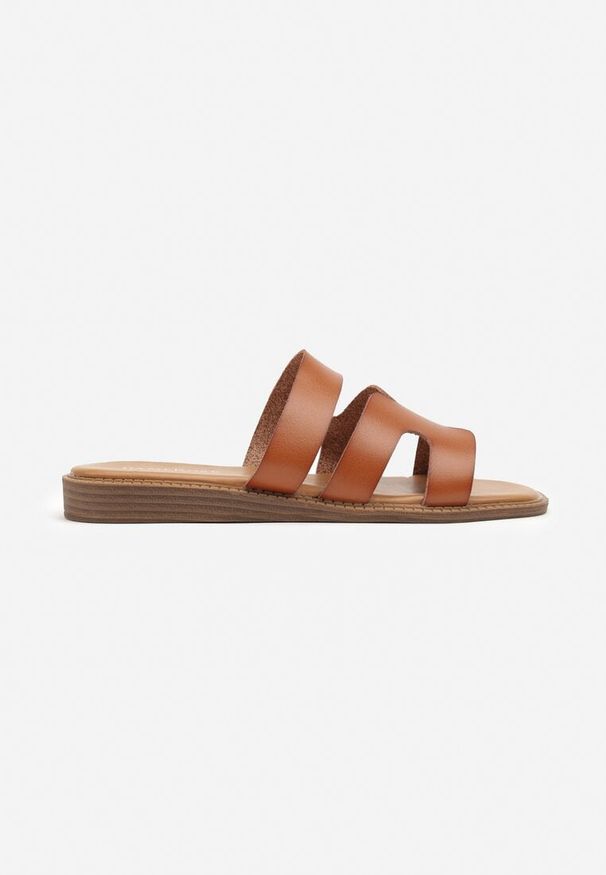 Renee - Brązowe Wsuwane Klapki z Wycięciami Olialin. Okazja: na co dzień. Nosek buta: otwarty. Kolor: brązowy. Sezon: lato. Obcas: na obcasie. Styl: elegancki, casual. Wysokość obcasa: niski