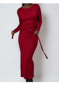 Sinsay - Sukienka maxi dresowa - czerwony. Kolor: czerwony. Materiał: dresówka. Długość: maxi #1