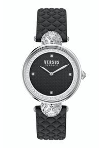 Versus Versace Zegarek VSPZU0121 damski kolor czarny. Kolor: czarny. Materiał: skóra, materiał