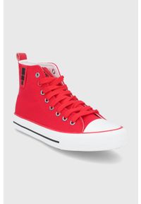 Big-Star - Big Star Trampki damskie kolor czerwony. Nosek buta: okrągły. Zapięcie: sznurówki. Kolor: czerwony. Materiał: guma