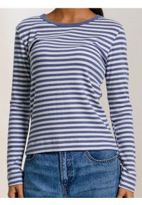 Sinsay - Koszulka w paski z długimi rękawami - niebieski. Kolor: niebieski. Długość rękawa: długi rękaw. Długość: długie. Wzór: paski #1