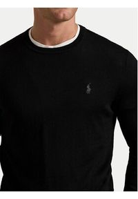 Polo Ralph Lauren Sweter 710946143004 Czarny Slim Fit. Typ kołnierza: polo. Kolor: czarny. Materiał: wełna #5