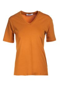 Born2be - Jasnobrązowy T-shirt Sada. Kolor: brązowy. Materiał: dzianina. Długość rękawa: krótki rękaw. Długość: długie. Wzór: aplikacja, gładki #2