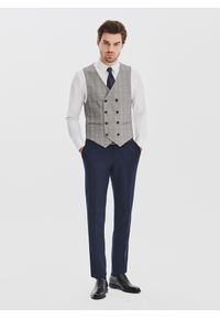 Pako Lorente - PAKO LORENTE - Szara dwurzędowa kamizelka męska w kratę. Kolor: szary. Materiał: poliester, wiskoza, elastan. Styl: elegancki, młodzieżowy #8